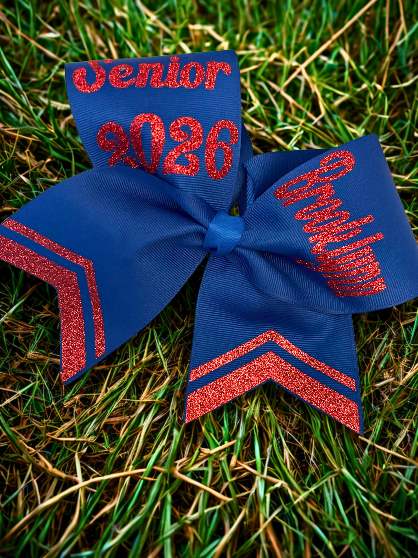 Senior 2026 Hair Bow with name added.