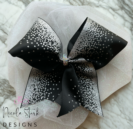 Large Black Faux Sparkle Bow