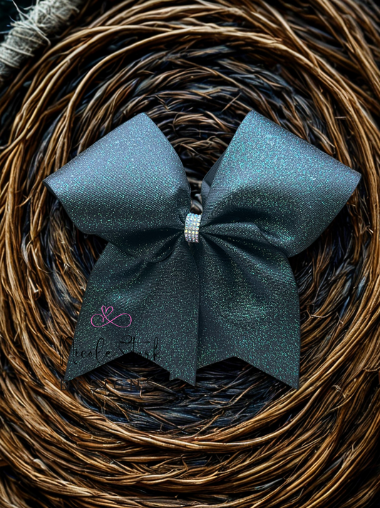 Black Bow with Green Glitter-Large
