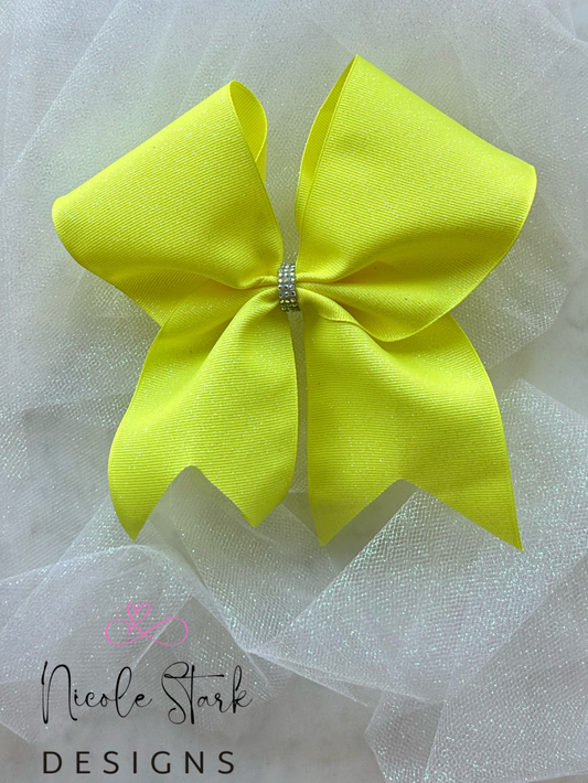 Neon Yellow Glitter Bow-Large